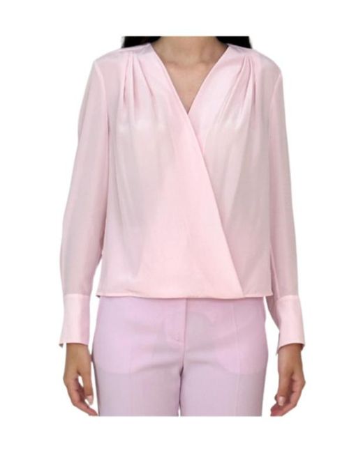 Max Mara Pink V-Neck Wrap Blouse
