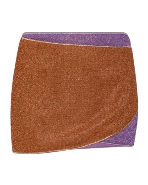 Oseree Brown Lumière Double Asymmetrical Mini Skirt
