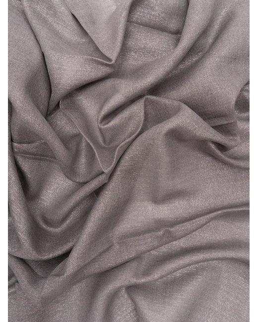 Brunello Cucinelli White Metallic-Thread Frayed Scarf