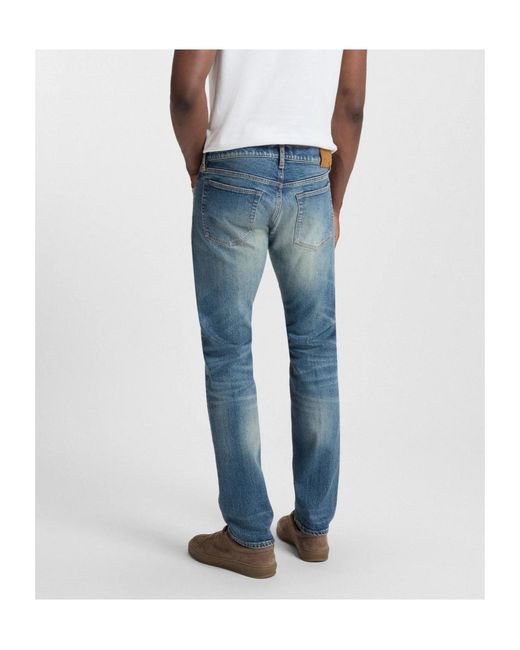 Boss Blue X David Beckham Light-Wash Straight-Leg Jeans for men