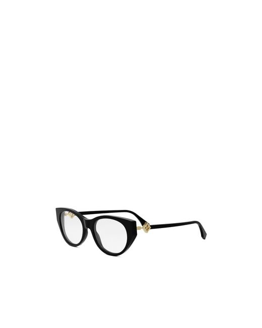 Fendi White Eyewear Ff Diamonds Cat-Eye Frame Glasses