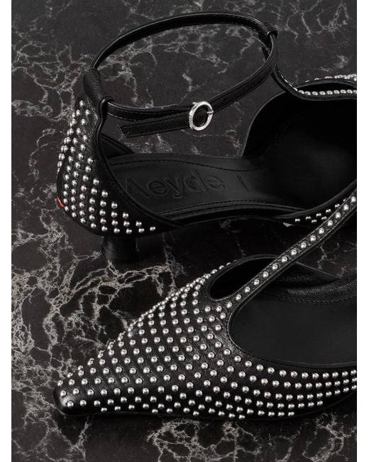 Aeyde Black Studded Leather Pumps