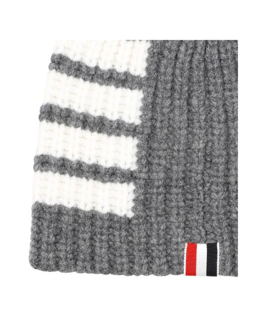 Thom Browne Gray 4-Bar Stripe Knitted Beanie for men