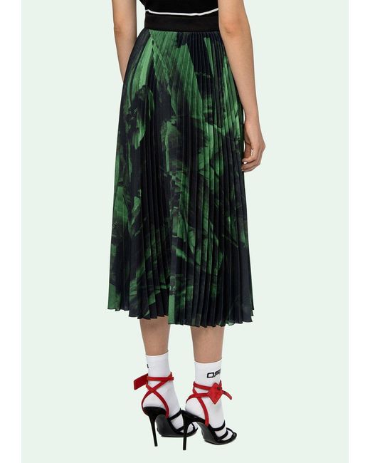 Off-White c/o Virgil Abloh Green Graphic Printed Pleated Skirt