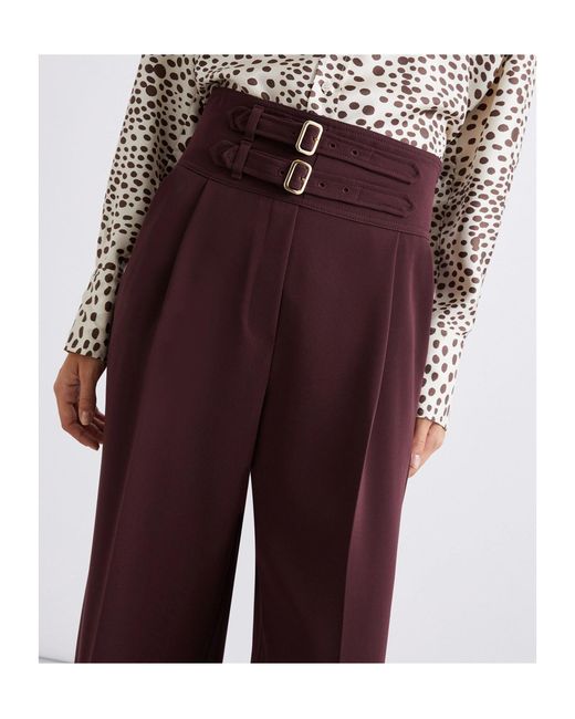 Marella Purple High-Waisted Cady Trousers