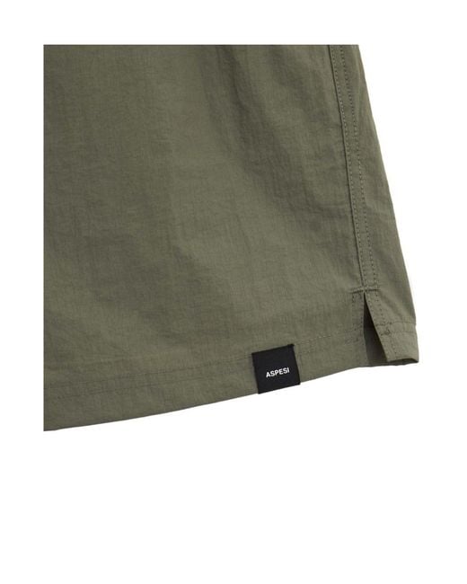 Aspesi Green Lace-Up Beach Shorts for men