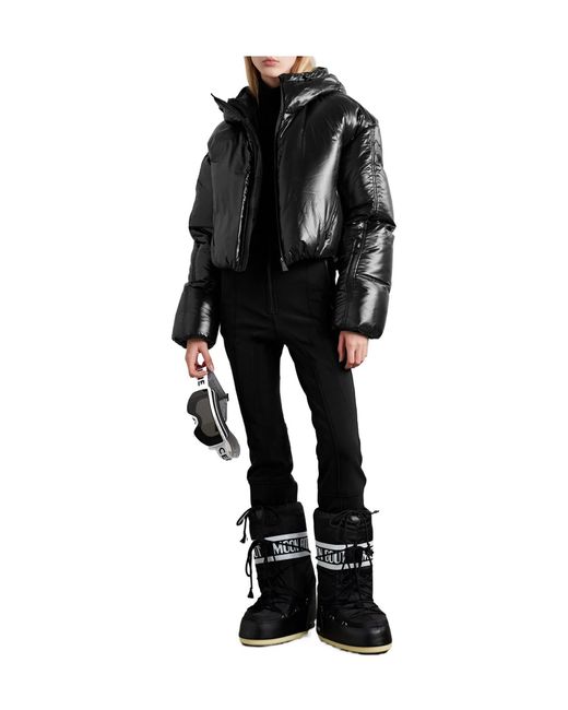 Aztech Mountain Black Daisy Nuke Cropped Quilted Glossed-Shell Down Jacket