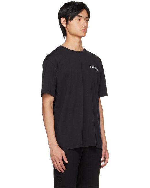 Balmain Black Oversized Cotton T-Shirt With Small Paris Logo for men