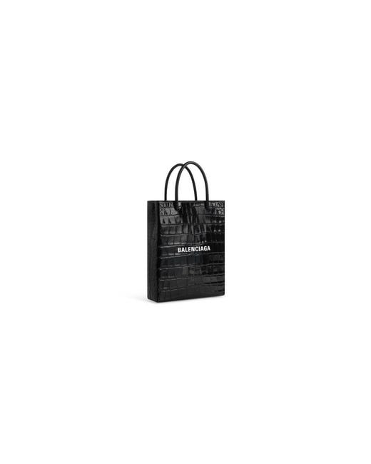 Balenciaga Black Borsa Shopping Grande Con Lavorazione Coccodrillo Da Donna