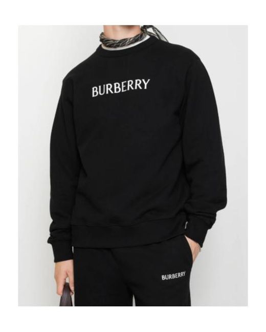Burberry Black Logo Printed Crewneck Sweatshirt for men