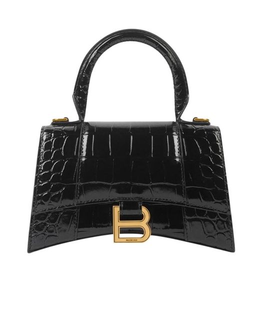 Balenciaga Black Hourglass Xs Top Handle Bag