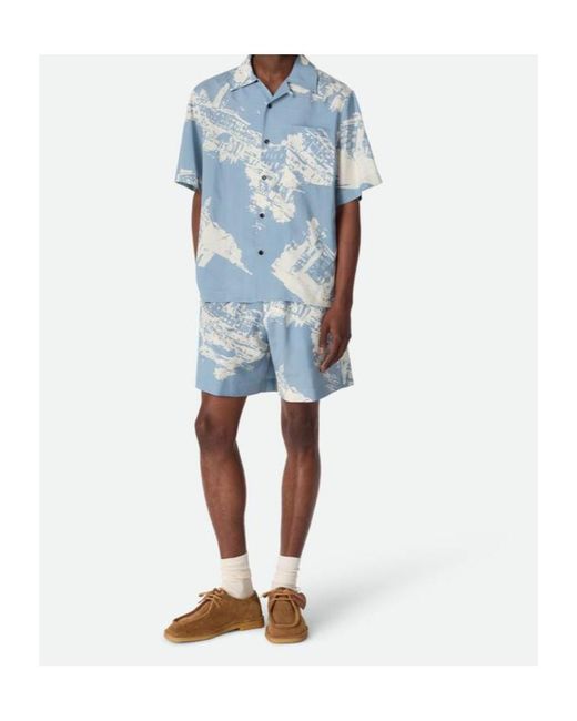 Bottega Veneta Blue Italian Postcard Silk Shirt for men