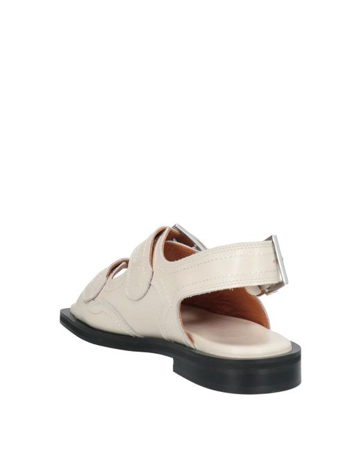 Ganni Natural Leather Square-Toe Sandals