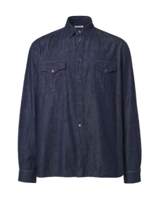 Jil Sander Blue Cotton Chambray Shirt for men