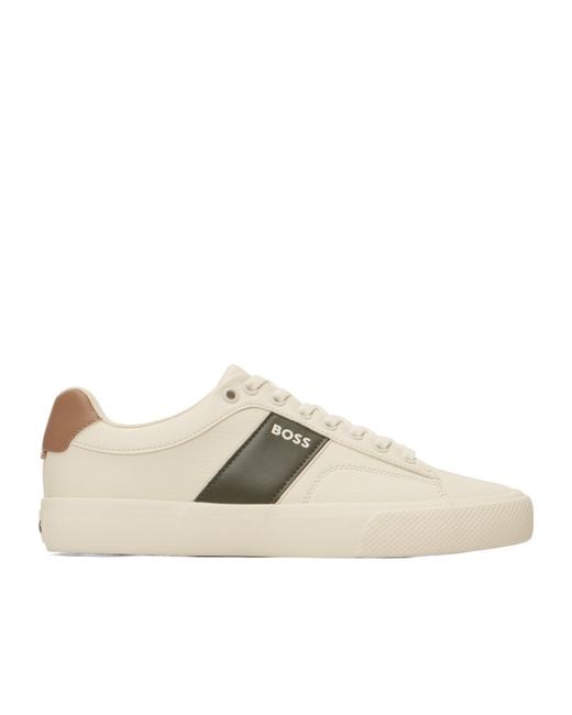 Boss Natural Aiden Logo-Print Panelled Sneakers for men
