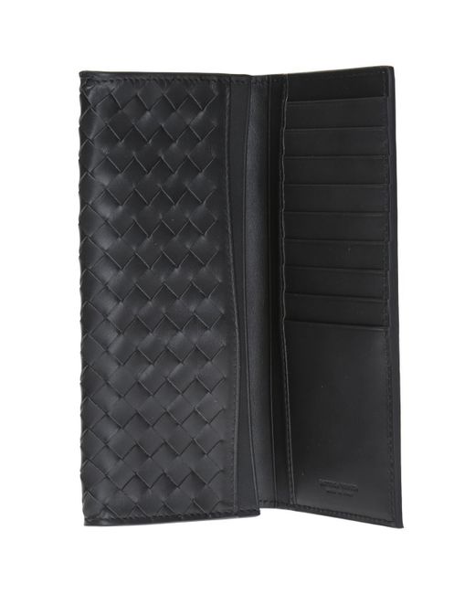 Bottega Veneta Gray Dark Intrecciato Pattern Wallet for men