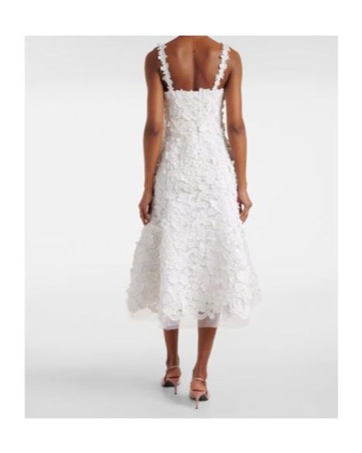 Carolina Herrera White Guipure Lace Midi Dress
