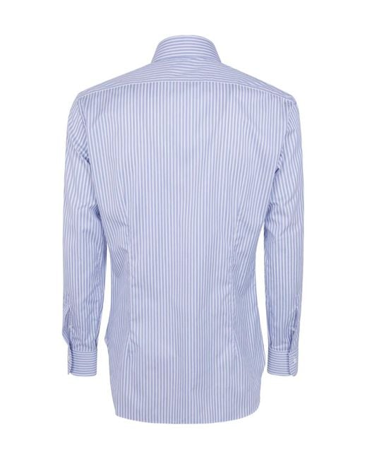 Barba Napoli Blue Striped Shirt for men