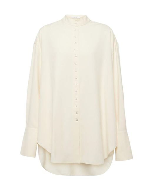 The Row White Grandad Oversized Shirt