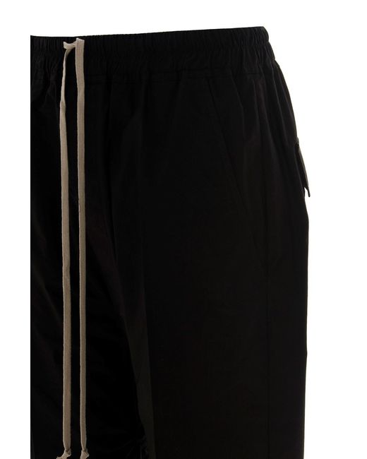 Rick Owens Black Drawstring Cropped Poplin Trousers for men