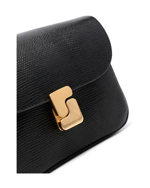 Soeur Black Flap Shoulder Bag