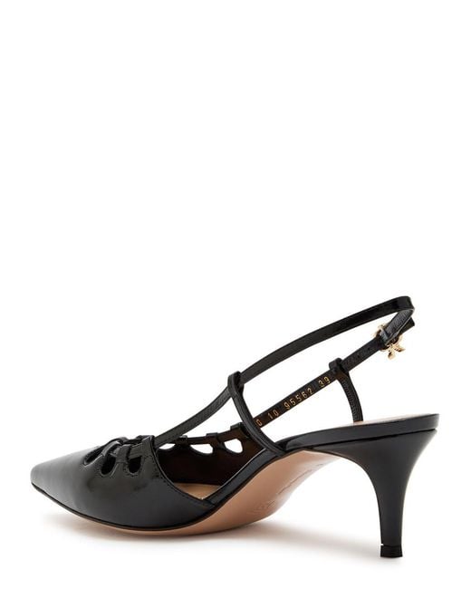 Gianvito Rossi Black Eloise 55 Cut-Out Patent Leather Slingback High-Heeled Sandals