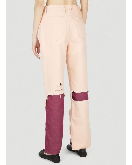 Raf Simons Pink High Waist Distressed Jeans