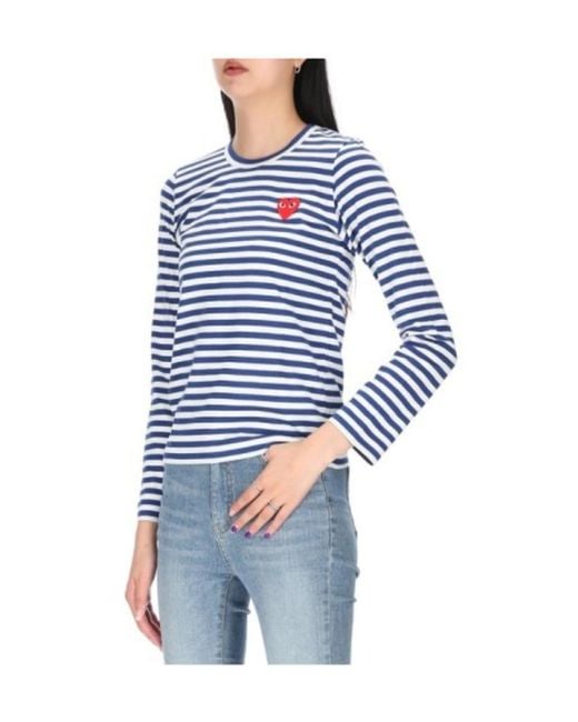 COMME DES GARÇONS PLAY Blue Striped Casual T-Shirt
