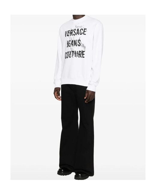 Versace Jeans White Couture Logo Print Sweatshirt for men