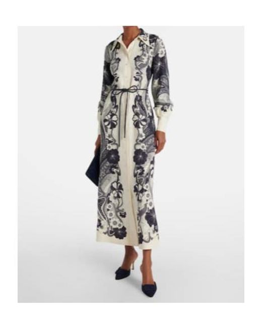 ALÉMAIS White Mickey Printed Linen Shirt Dress
