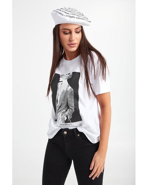 Emporio Armani White Round-Necked Logo T-Shirt