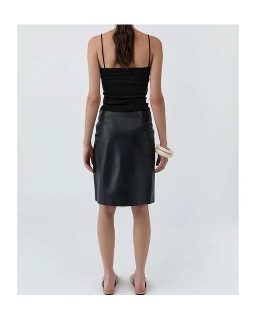 St. Agni Black Piping Tie-Waist Skirt