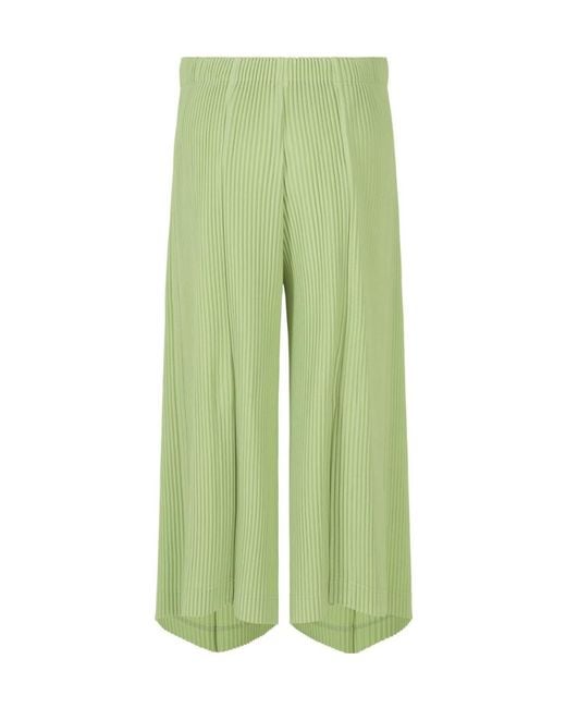 Homme Plissé Issey Miyake Green Pleated Casual Trousers for men