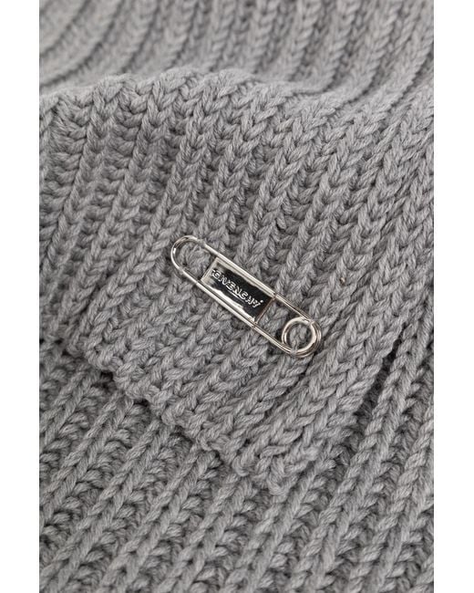 Givenchy Gray Logo Safety-Pin Knitted Scarf for men
