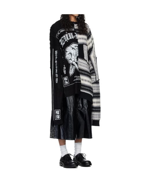 Lu'u Dan Black Patchwork Knit Sweater for men
