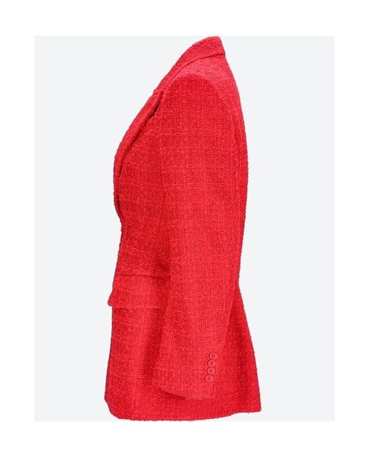 Balenciaga Red Double-Breasted Tweed Jacket