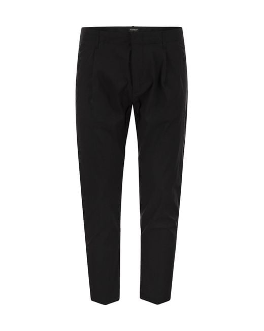 Dondup Black Pleated Tailored Trousers for men