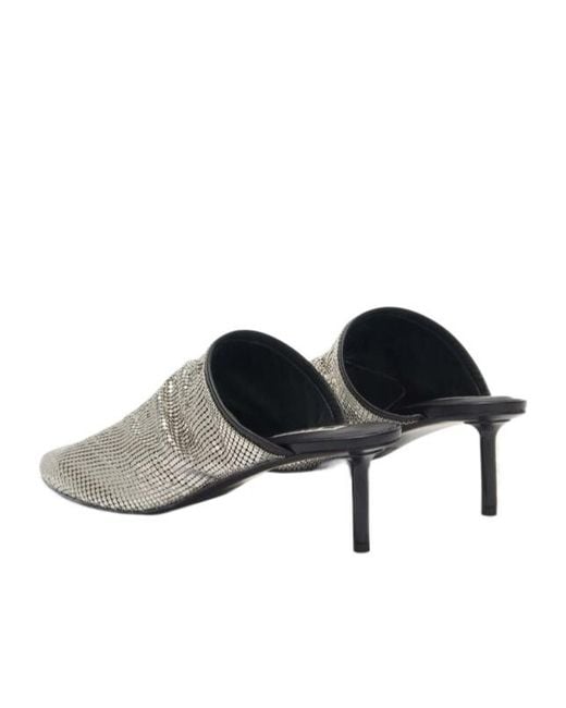 Jil Sander Gray Sequin-Mesh Mules