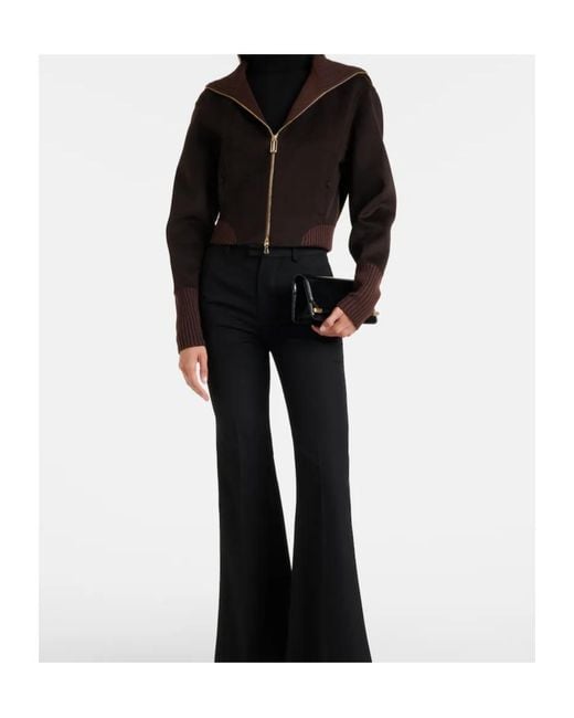 Victoria Beckham Black Lapel Collar Long-Sleeved Casual Jacket