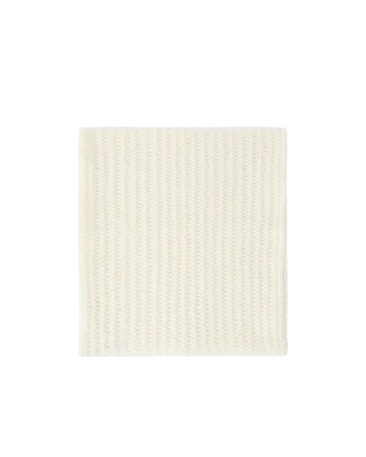 Pinko White Ribbed-Knit Scarf
