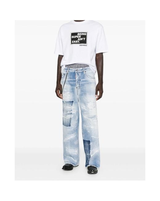 DSquared² Blue Patchwork Distressed Jeans for men