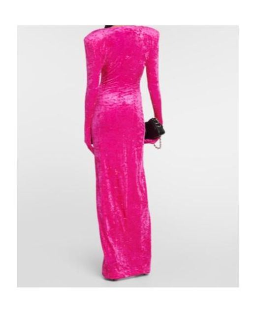 Vetements Pink A Long Velvet Dress With Gloves