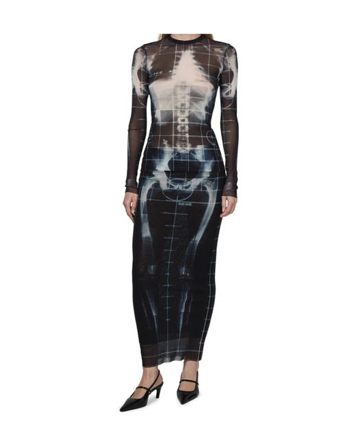 Jean Paul Gaultier Black The Squeletor Long Sleeves Mesh Top