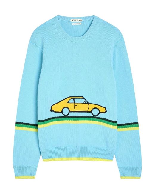 J.W. Anderson Blue Car Striped Cotton-Knit Jumper for men