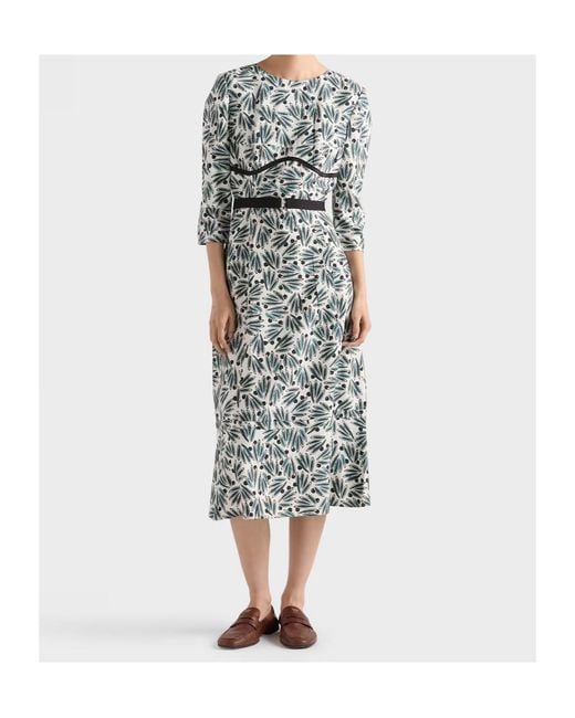 Prada Gray Printed Pongé Dress