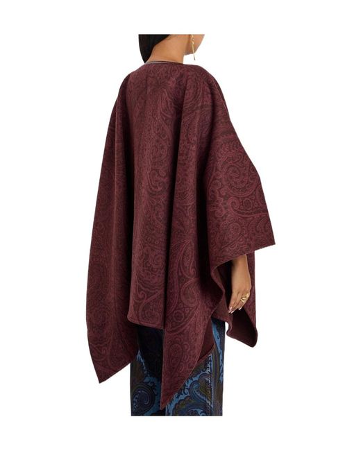 Etro Purple Paisley-Print Wool-Blend Cape