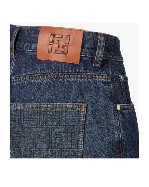 Fendi Blue Logo Patch Denim Shorts