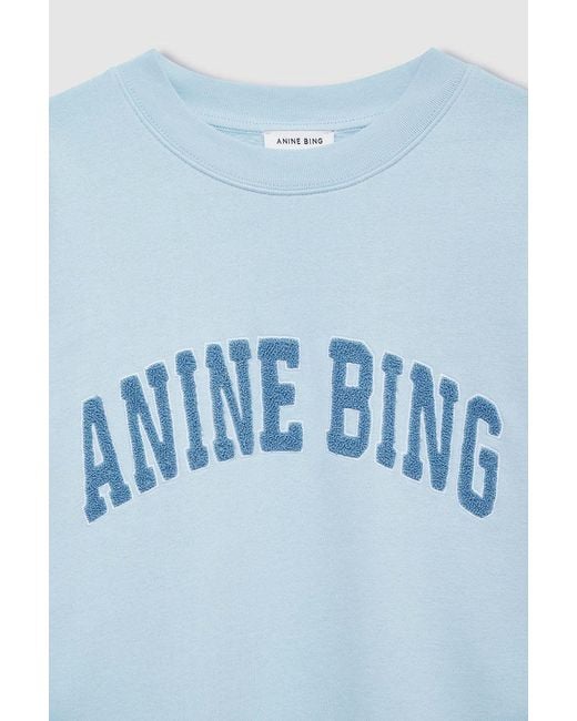 Anine Bing Blue Mile Logo Flocked Crewneck Sweatshirt
