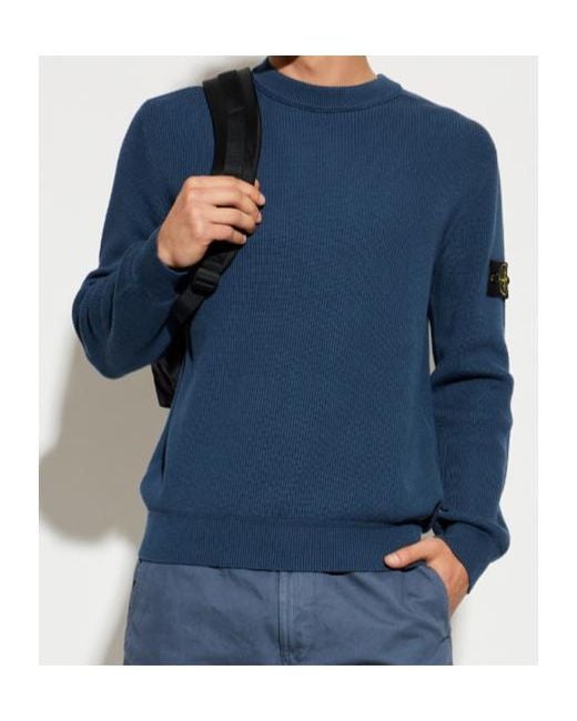 Stone Island Blue Long Sleeve Logo Patch Sweatshirt for men