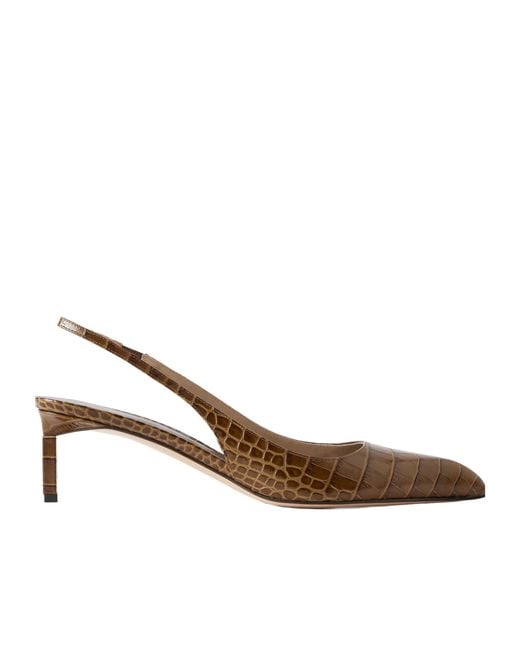 Tom Ford Brown Croc-Effect Leather Slingback Pumps